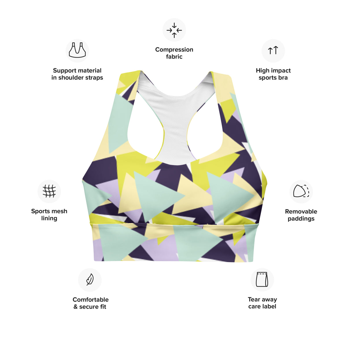 All-Over Print Recycled Longline Sports Bra