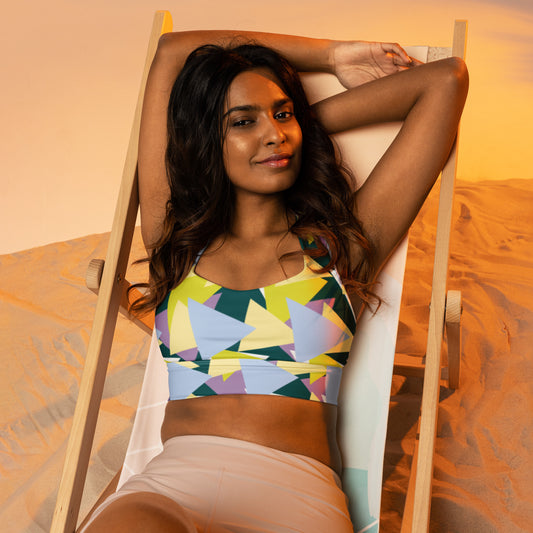 All-Over Print Recycled Longline Sports Bra
