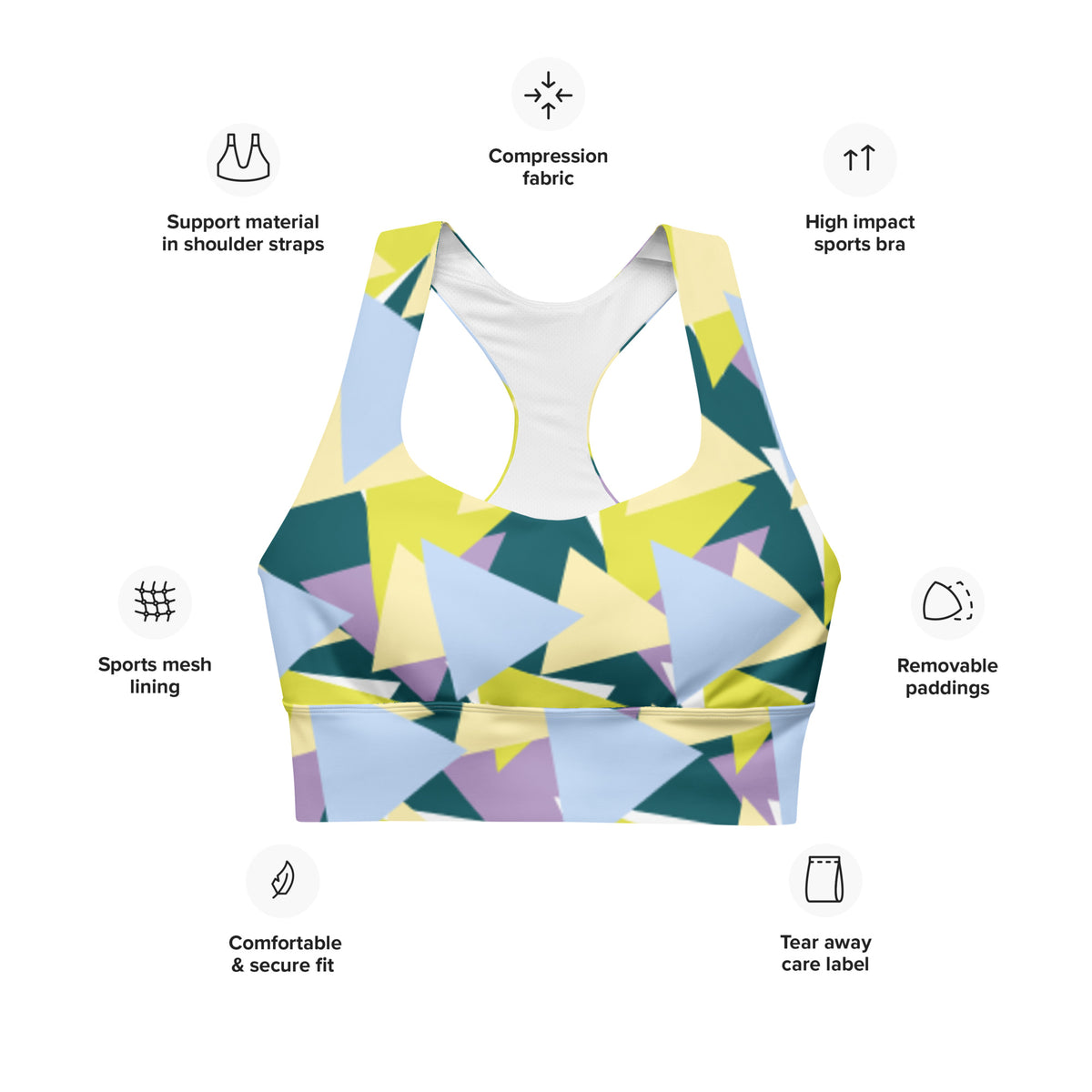 All-Over Print Recycled Longline Sports Bra