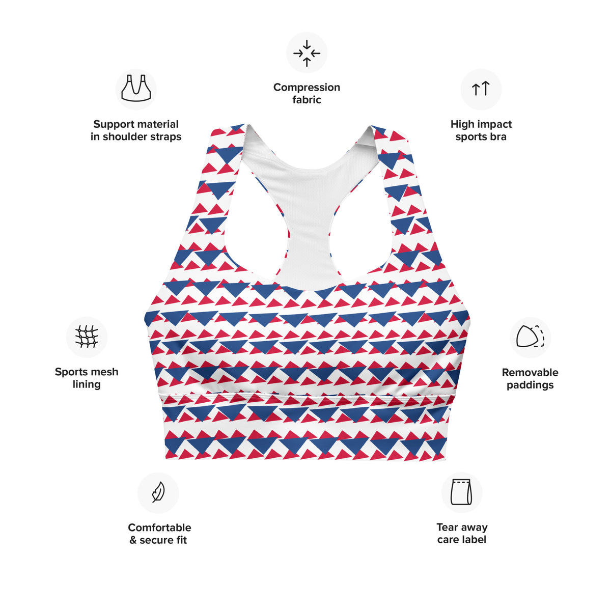 All-Over Print Recycled Longline Sports Bra