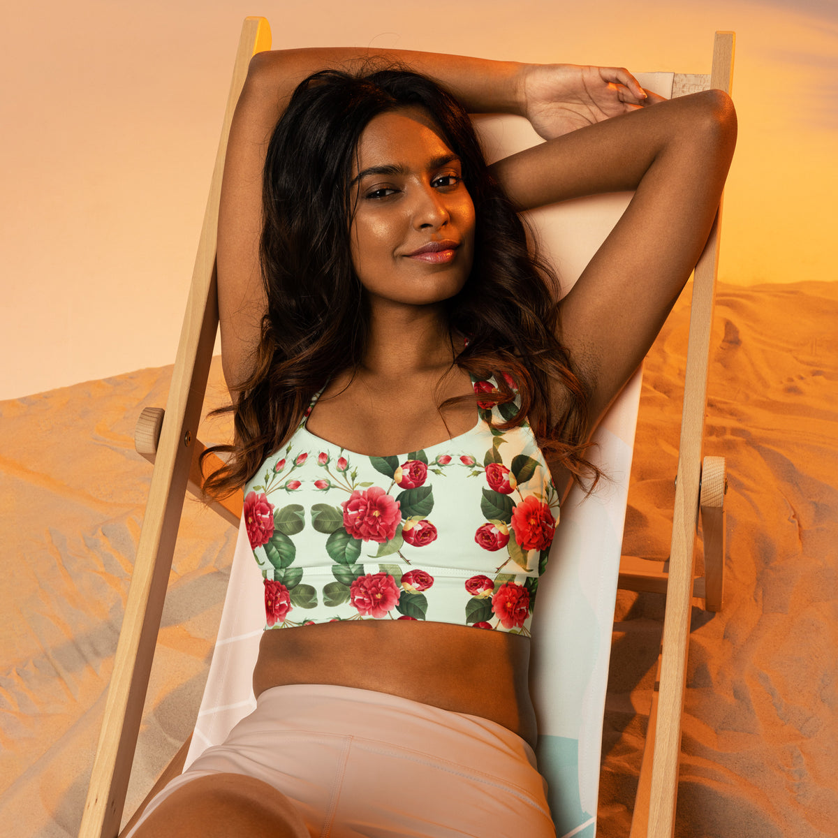 All-Over Print Recycled Longline Sports Bra