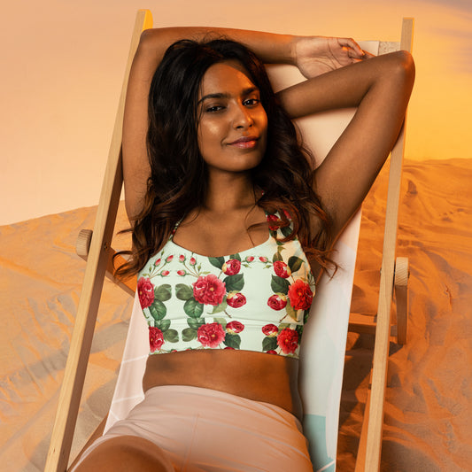 All-Over Print Recycled Longline Sports Bra