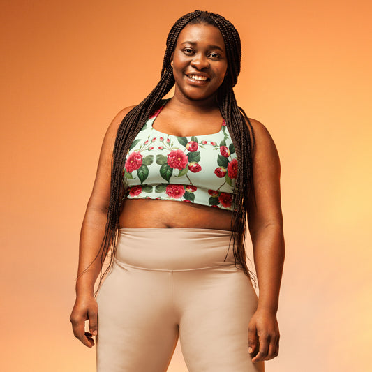 All-Over Print Recycled Longline Sports Bra