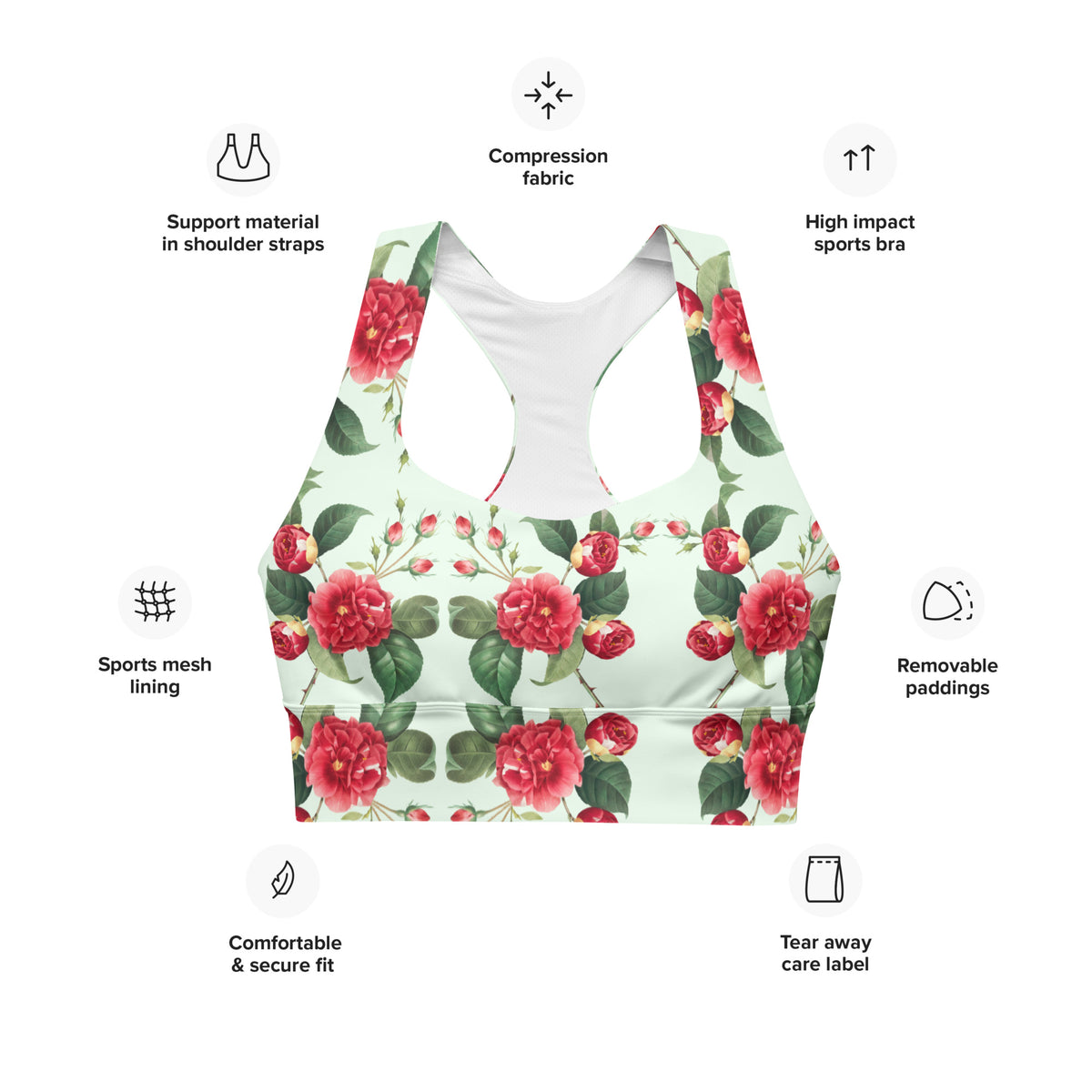 All-Over Print Recycled Longline Sports Bra
