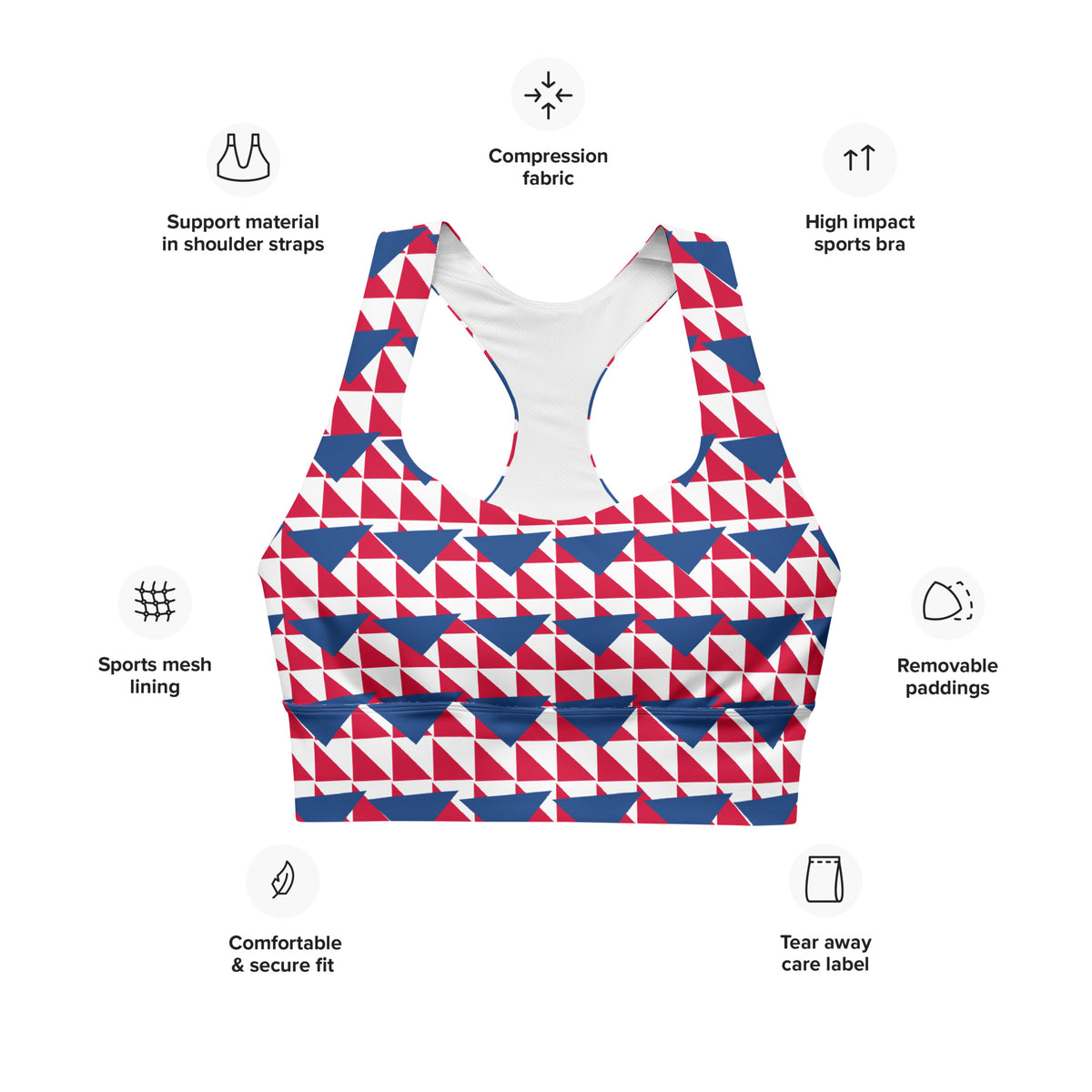 All-Over Print Recycled Longline Sports Bra