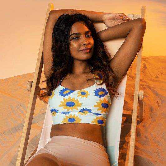 All-Over Print Recycled Longline Sports Bra