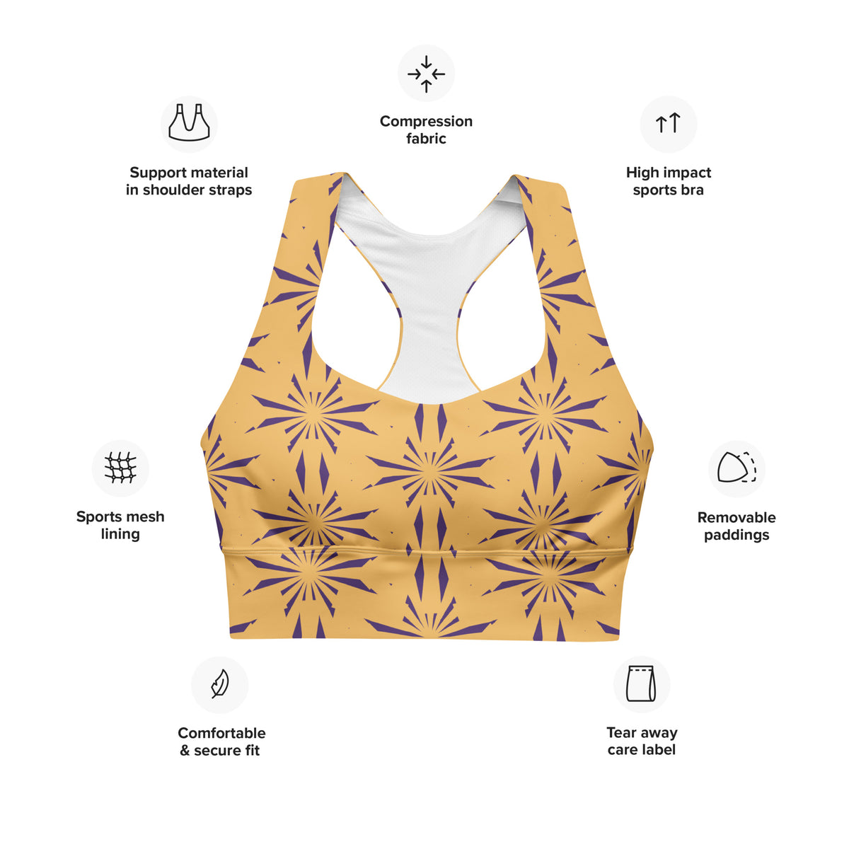 All-Over Print Recycled Longline Sports Bra