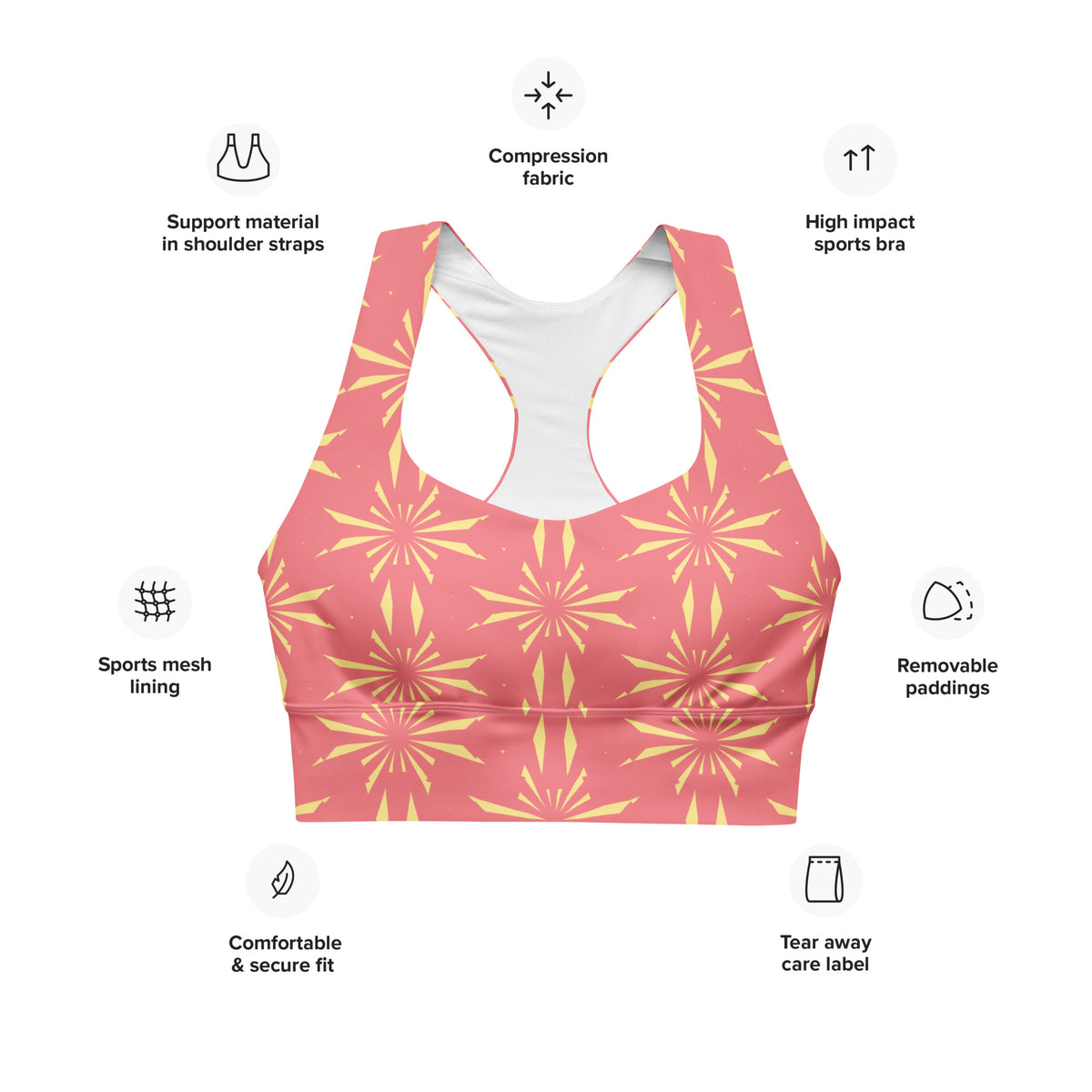 All-Over Print Recycled Longline Sports Bra