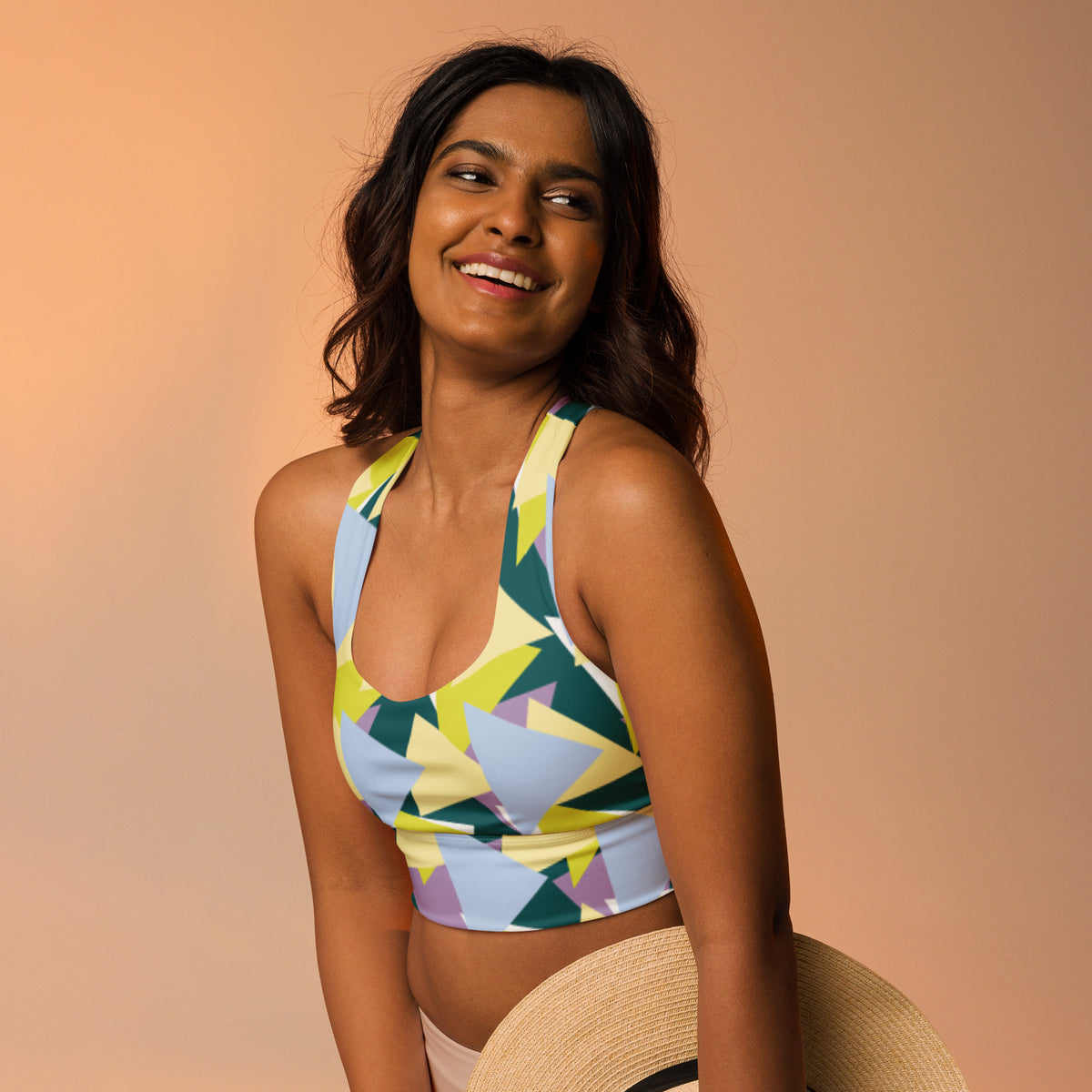 All-Over Print Recycled Longline Sports Bra