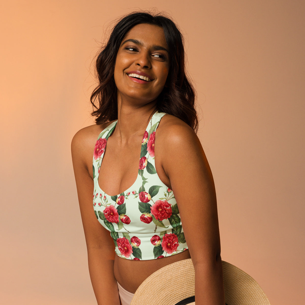 All-Over Print Recycled Longline Sports Bra