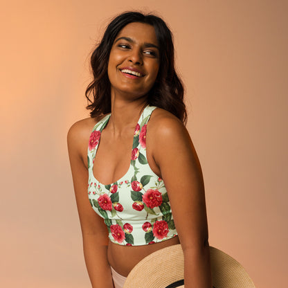 All-Over Print Recycled Longline Sports Bra