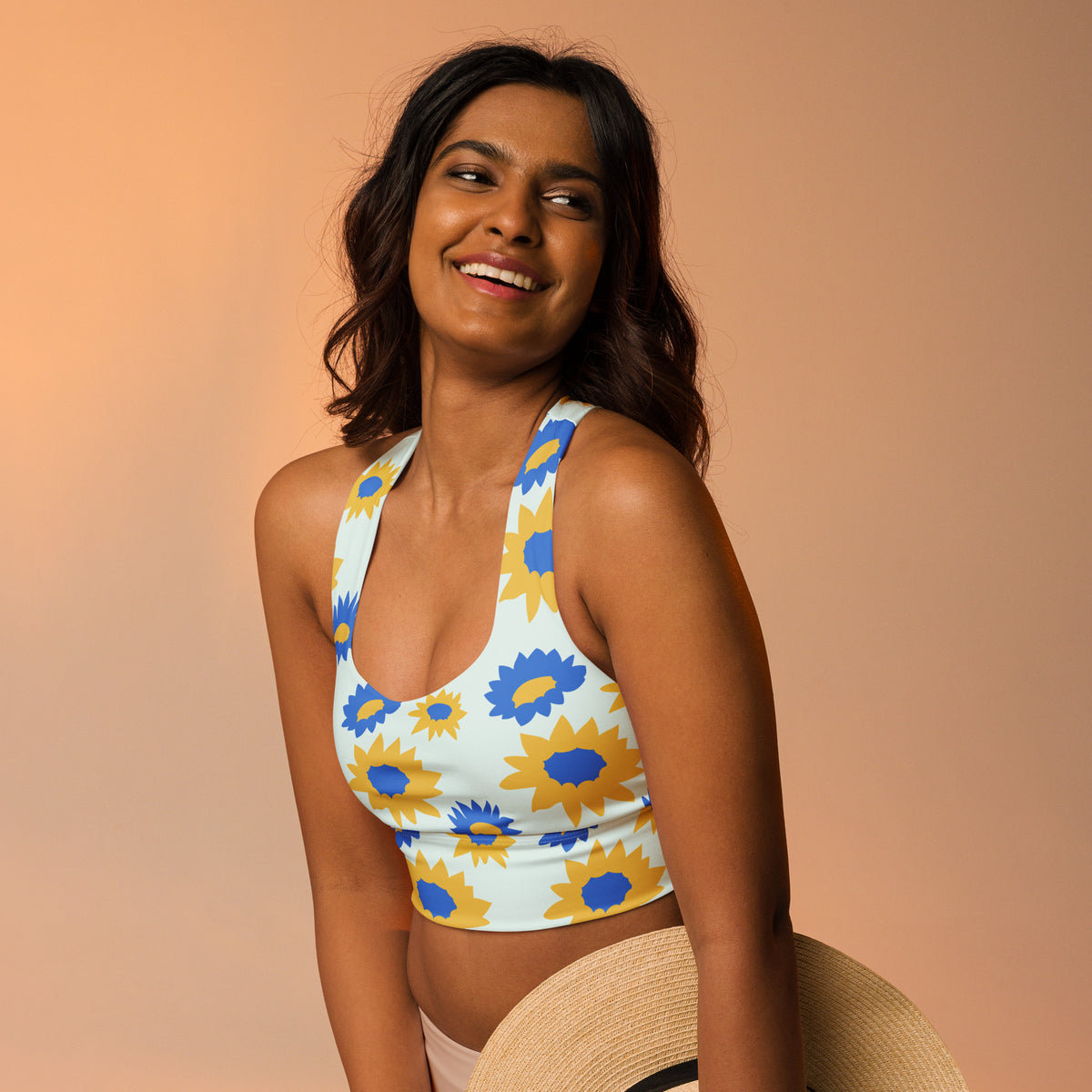 All-Over Print Recycled Longline Sports Bra