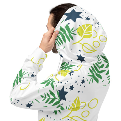 Men's All-Over Print Recycled Unisex Hoodie Leaves White