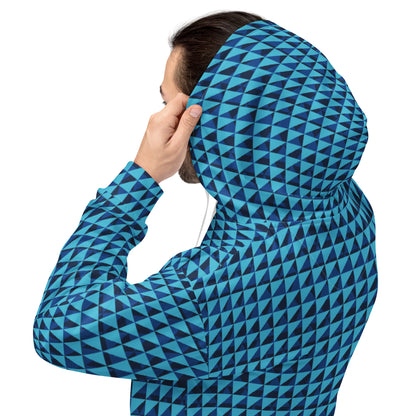Men's All-Over Print Recycled Unisex Hoodie Geometric Triangles Bright Summer Sky Blue