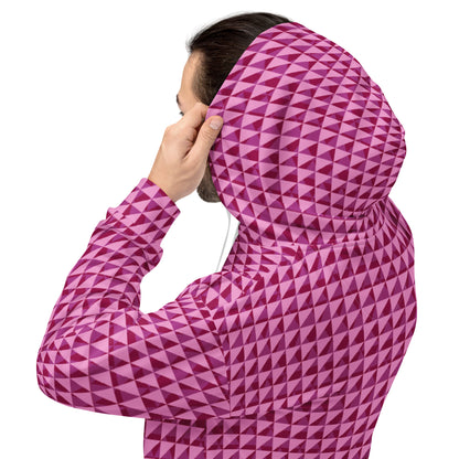 Men's All-Over Print Recycled Unisex Hoodie Geometric Triangles Burgundy 2 Purple