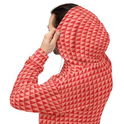 Men's All-Over Print Recycled Unisex Hoodie Geometric Triangles Alizarin Red/Rose Bud