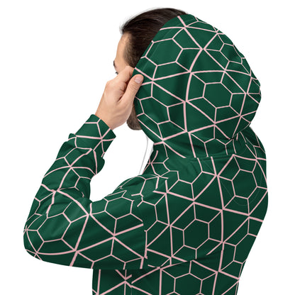 Men's All-Over Print Recycled Unisex Hoodie Geometric Hexagon British Racing Green