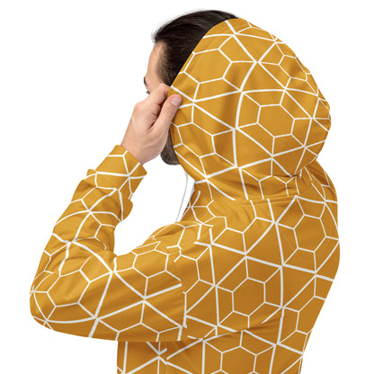 Men's All-Over Print Recycled Unisex Hoodie Geometric Hexagon Buttercup Yellow
