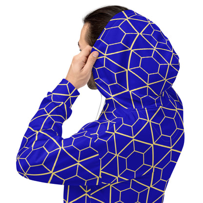 Men's All-Over Print Recycled Unisex Hoodie Geometric Hexagon Bright Blue
