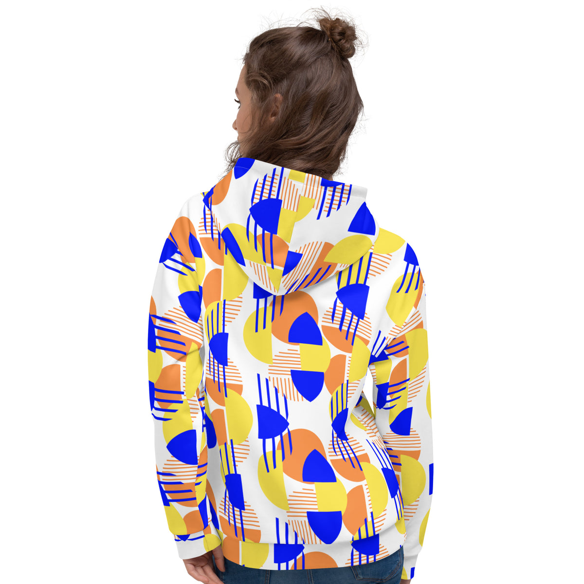Women's All-Over Print Recycled Unisex Hoodie Bright Geometric Pattern