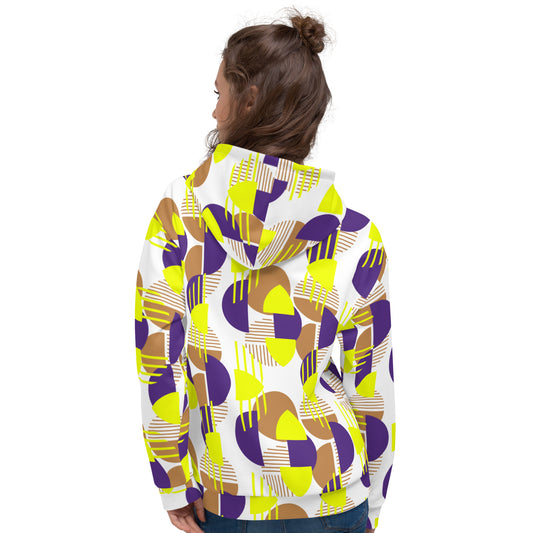 Women's All-Over Print Recycled Unisex Hoodie Bright Geometric Pattern