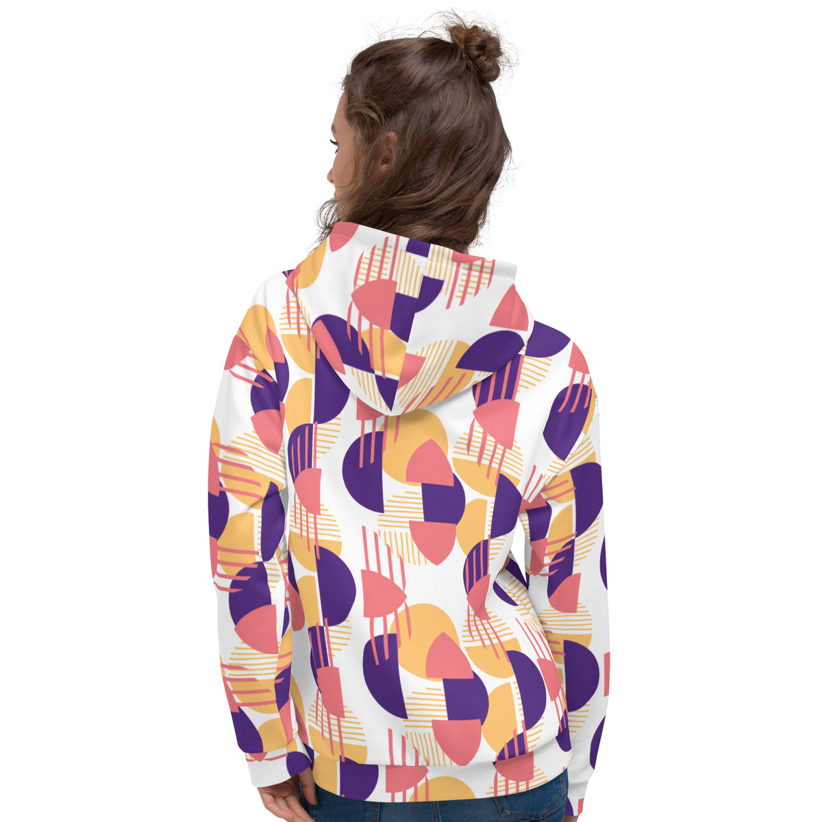 Women's All-Over Print Recycled Unisex Hoodie Bright Geometric Pattern