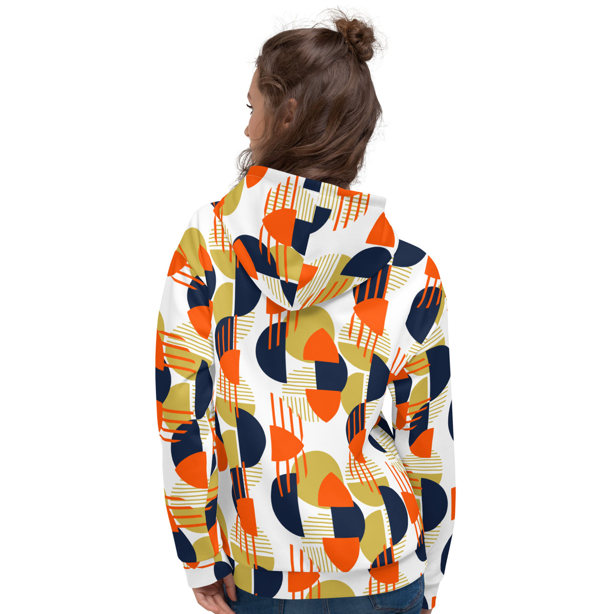 Women's All-Over Print Recycled Unisex Hoodie Bright Geometric Pattern