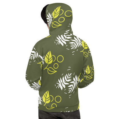 Men's All-Over Print Recycled Unisex Hoodie Leaves Saratoga Green