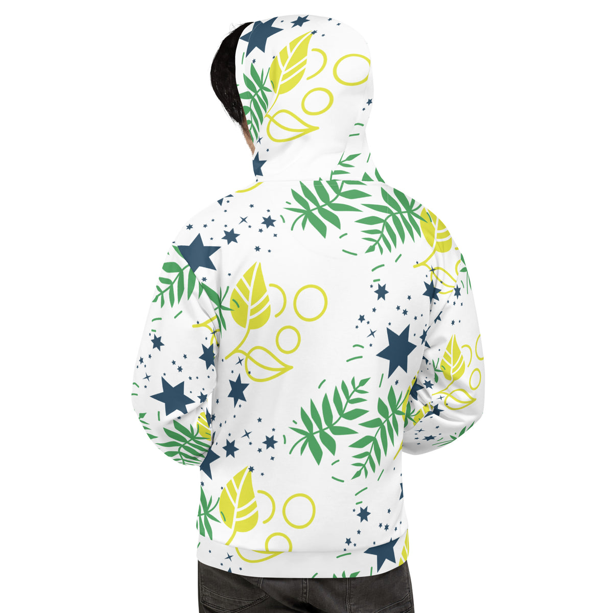 Men's All-Over Print Recycled Unisex Hoodie Leaves White