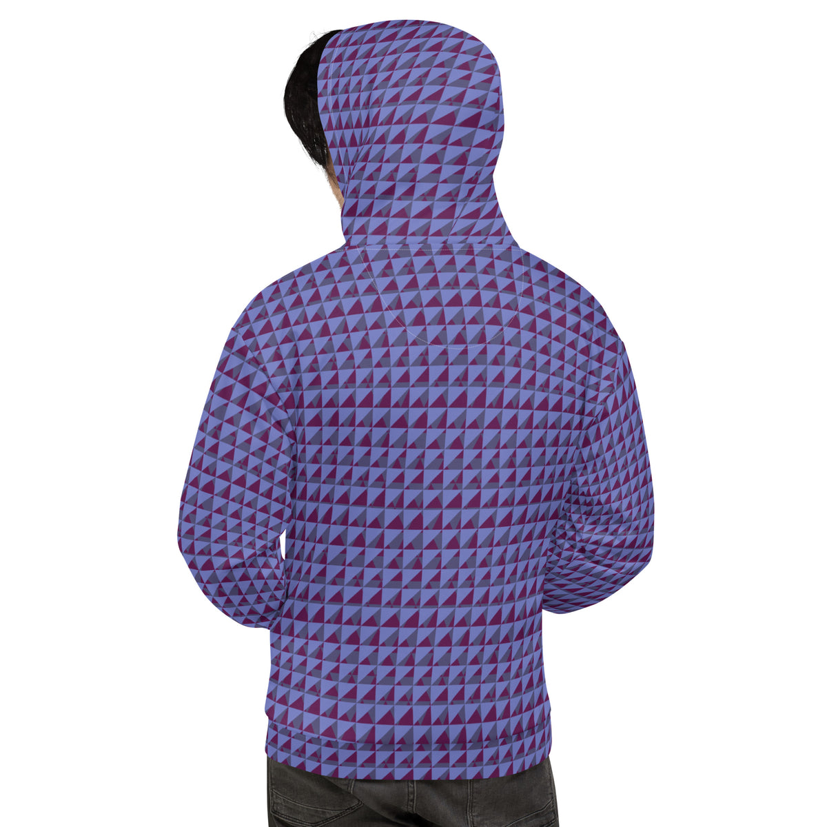Men's All-Over Print Recycled Unisex Hoodie Geometric Triangles Corn Flower Blue Purple