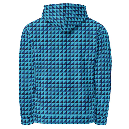 Men's All-Over Print Recycled Unisex Hoodie Geometric Triangles Bright Summer Sky Blue