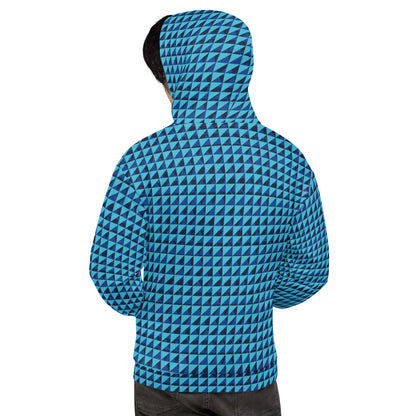 Men's All-Over Print Recycled Unisex Hoodie Geometric Triangles Bright Summer Sky Blue