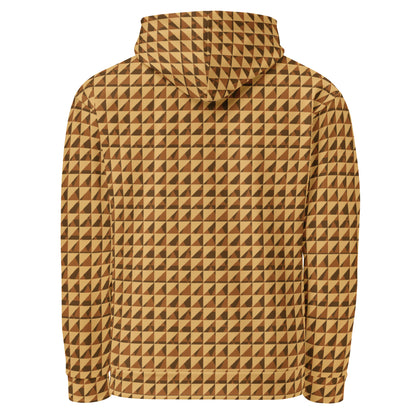 Men's All-Over Print Recycled Unisex Hoodie Geometric Triangles Fawn Yellow/Brown