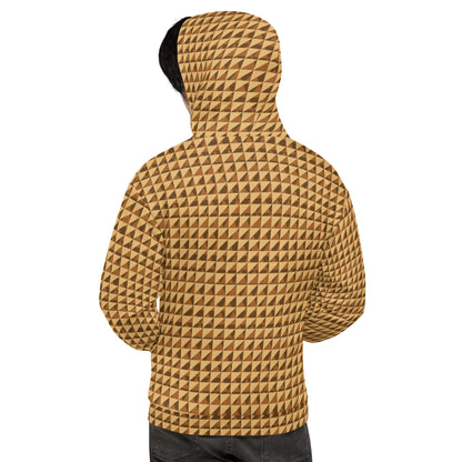 Men's All-Over Print Recycled Unisex Hoodie Geometric Triangles Fawn Yellow/Brown