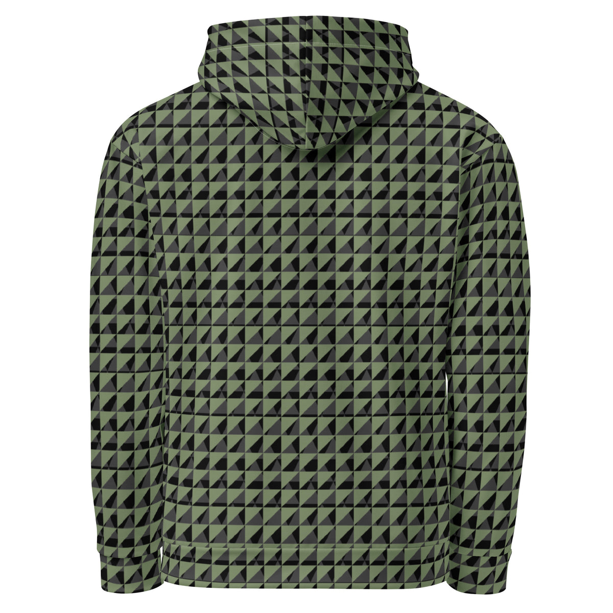 Men's All-Over Print Recycled Unisex Hoodie Geometric Triangles Camouflage Green