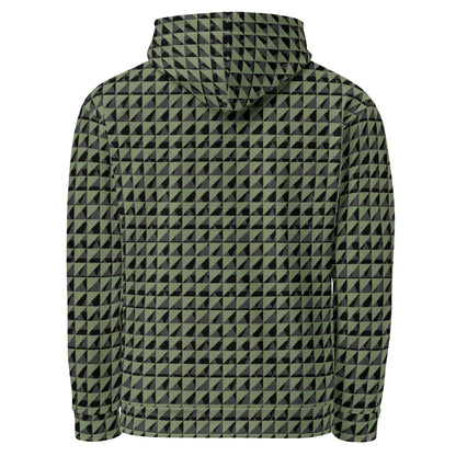 Men's All-Over Print Recycled Unisex Hoodie Geometric Triangles Camouflage Green