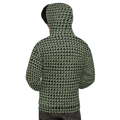 Men's All-Over Print Recycled Unisex Hoodie Geometric Triangles Camouflage Green