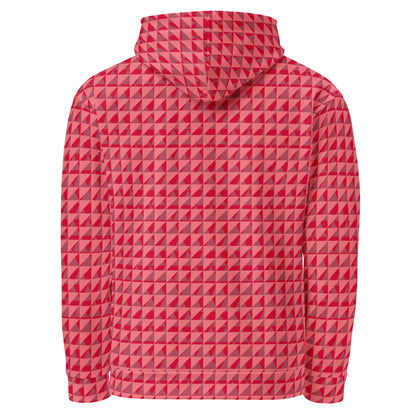 Women's All-Over Print Recycled Unisex Hoodie Geometric Triangles Flory Red