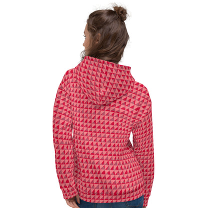 Women's All-Over Print Recycled Unisex Hoodie Geometric Triangles Flory Red