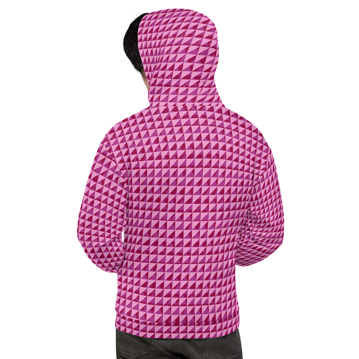 Men's All-Over Print Recycled Unisex Hoodie Geometric Triangles Burgundy 2 Purple