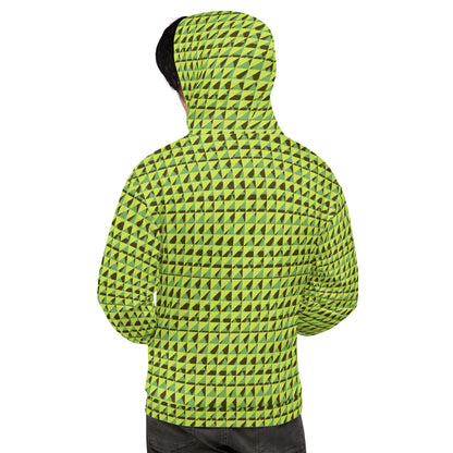 Men's All-Over Print Recycled Unisex Hoodie Geometric Triangles Green