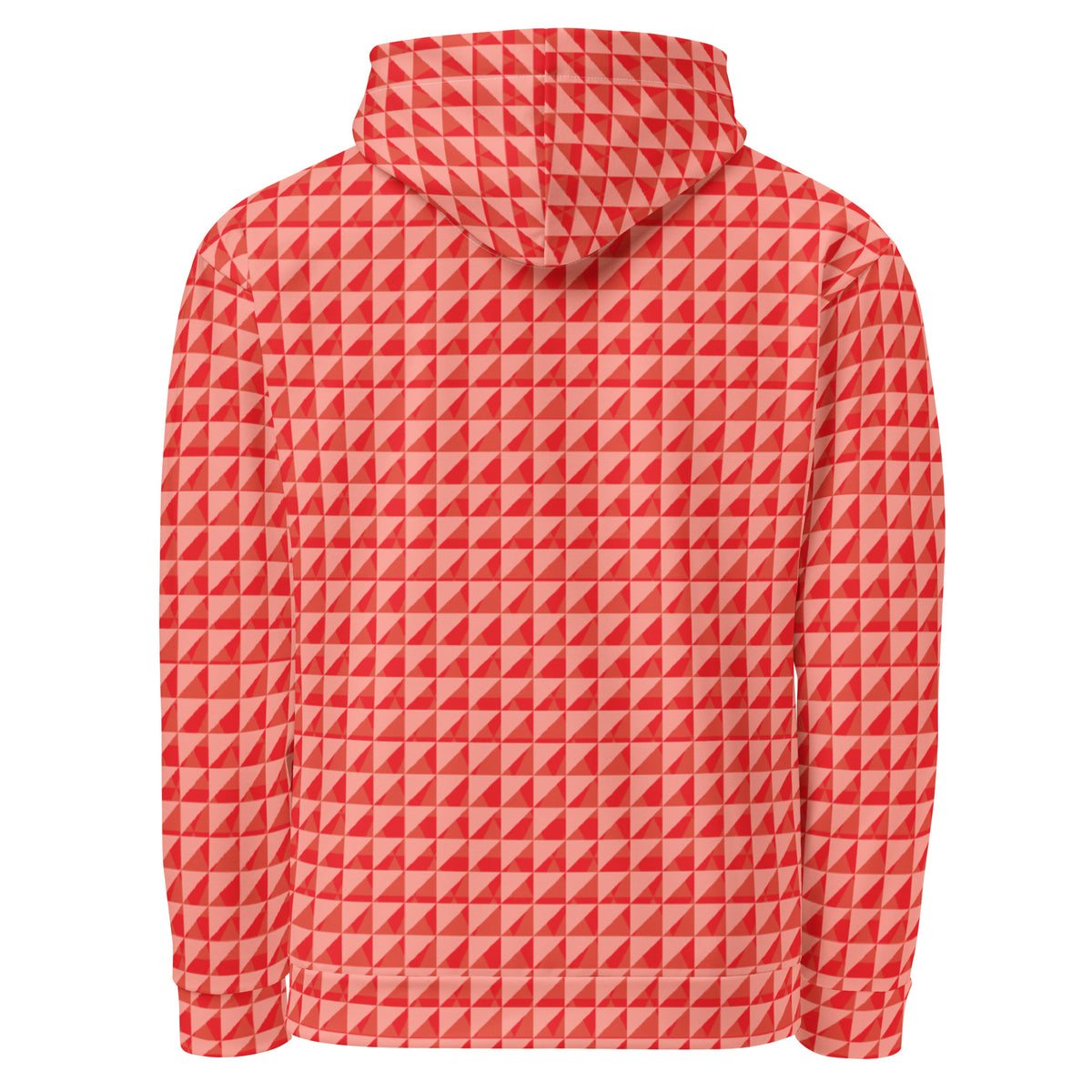 Men's All-Over Print Recycled Unisex Hoodie Geometric Triangles Alizarin Red/Rose Bud