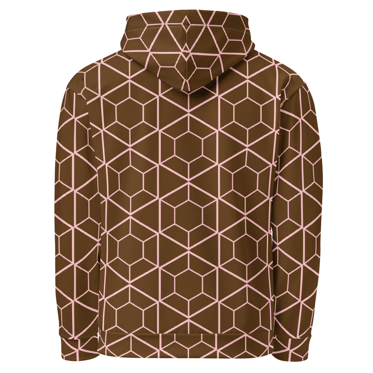 Men's All-Over Print Recycled Unisex Hoodie Geometric Hexagon Brown
