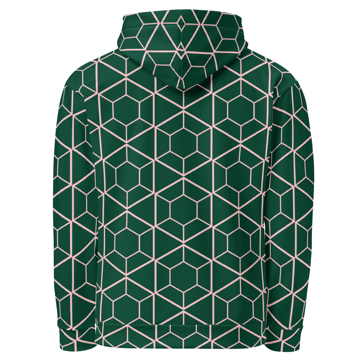 Men's All-Over Print Recycled Unisex Hoodie Geometric Hexagon British Racing Green
