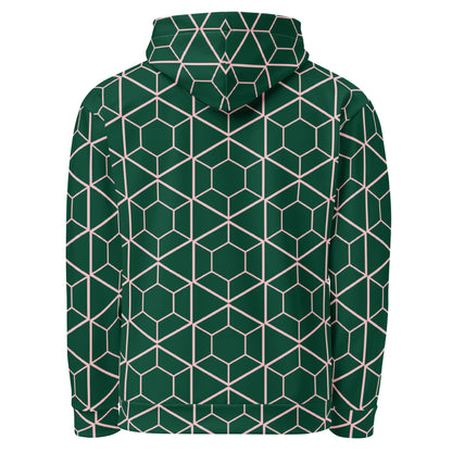 Men's All-Over Print Recycled Unisex Hoodie Geometric Hexagon British Racing Green