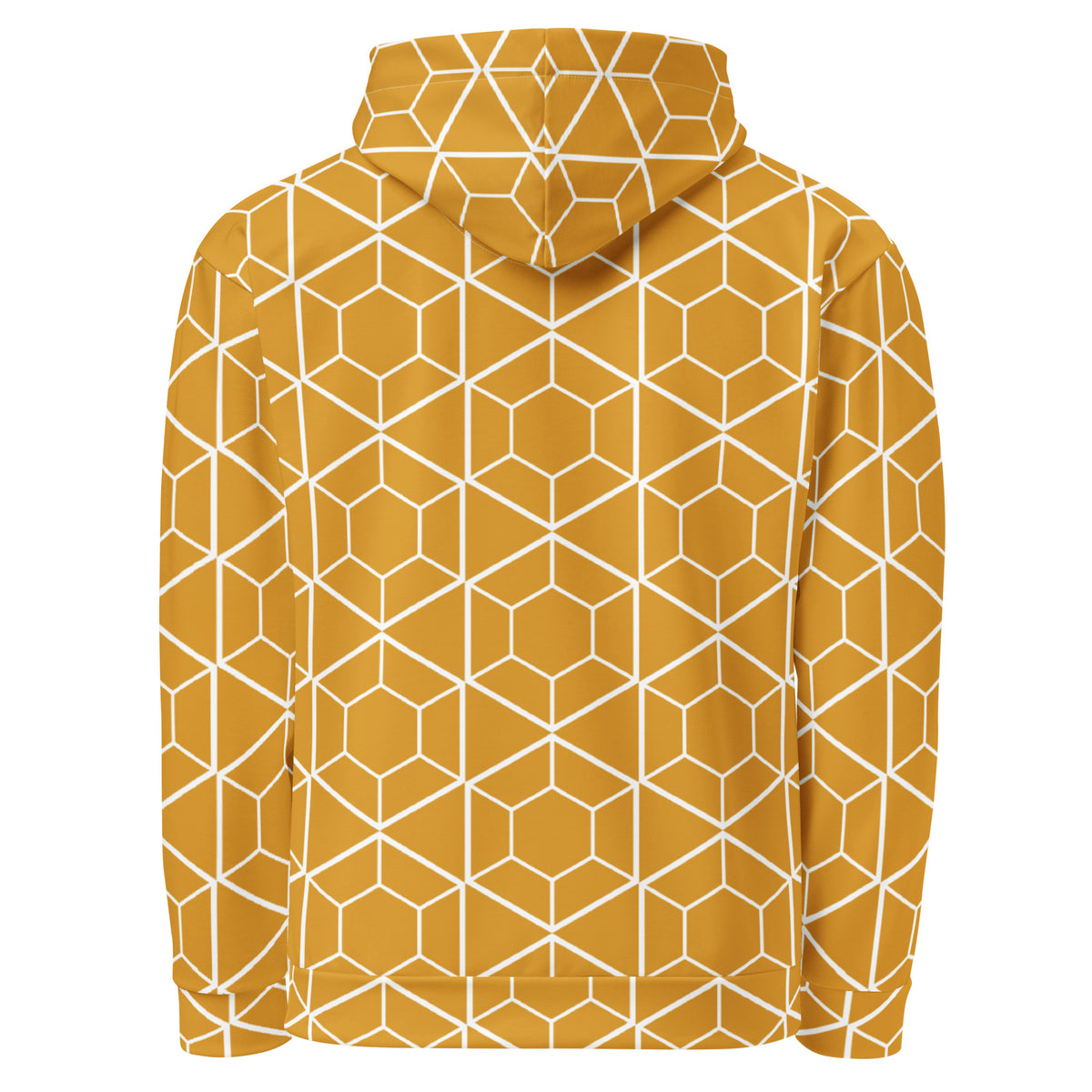 Men's All-Over Print Recycled Unisex Hoodie Geometric Hexagon Buttercup Yellow