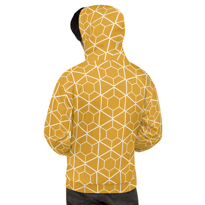 Men's All-Over Print Recycled Unisex Hoodie Geometric Hexagon Buttercup Yellow