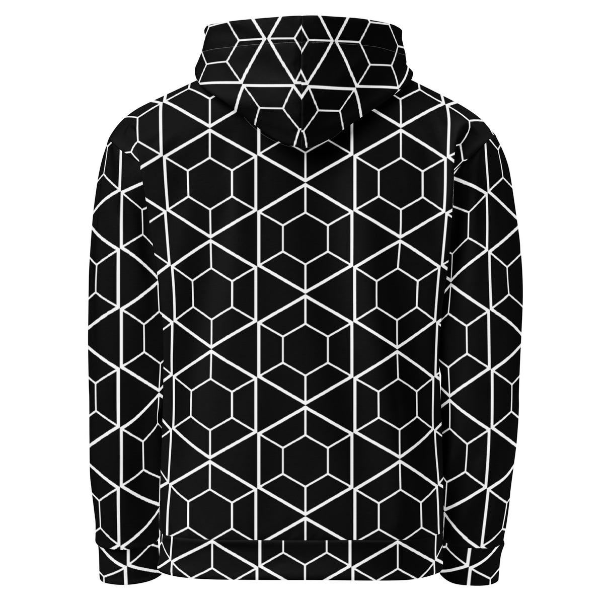 Men's All-Over Print Recycled Unisex Hoodie Geometric Hexagon Black