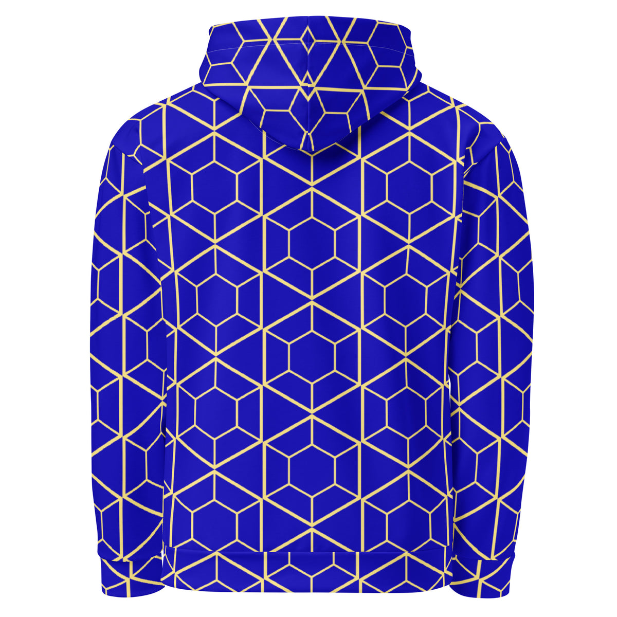 Men's All-Over Print Recycled Unisex Hoodie Geometric Hexagon Bright Blue