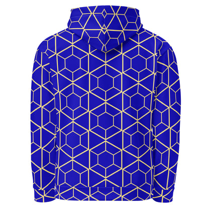 Men's All-Over Print Recycled Unisex Hoodie Geometric Hexagon Bright Blue